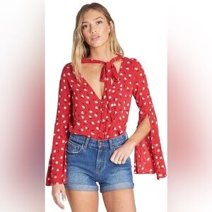 Billabong Women's Red Lust Linger Top Size Small